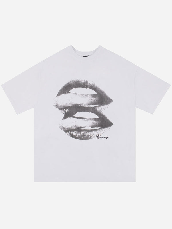 T Shirt With Lips Print