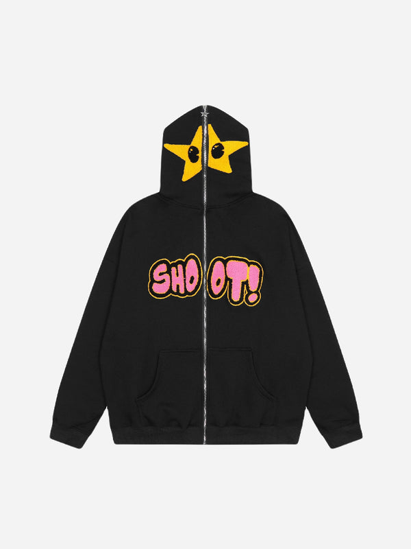 Full zipper hoodie with shoot print