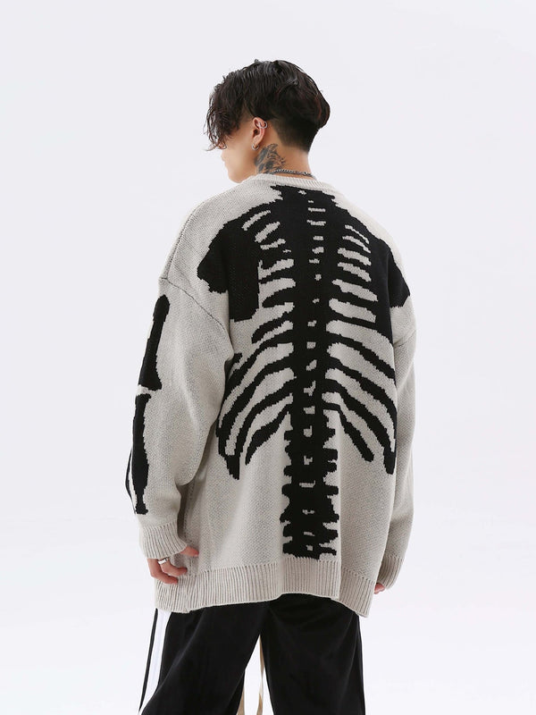 Pullover white with Skelleton print